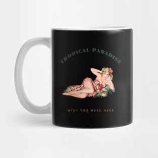 Hula Girl Wish You Were Here 2 Tropical Paradise Mug